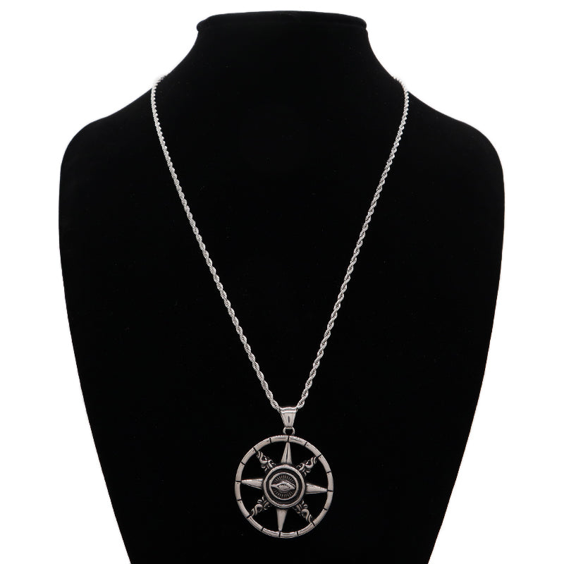 New Bulk Sale Custom China Factory Sun Eyes Star Pendant No Tarnish Stainless Steel Evil Eyes Sun Star Necklace For Men Women