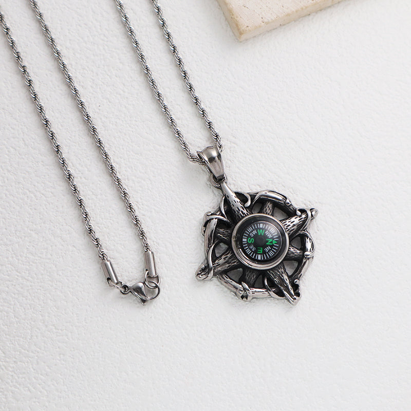 Wholesale Manufacture Custom China Factory Compass Pendant Jewelry Men Women No Tarnish Stainless Steel Compass Necklace
