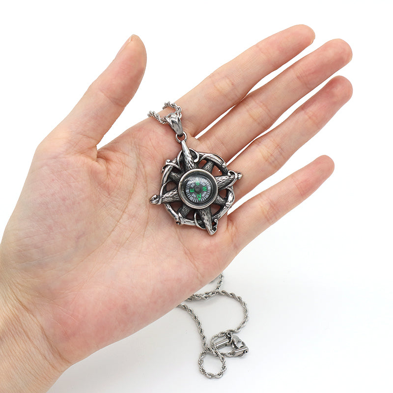 Wholesale Manufacture Custom China Factory Compass Pendant Jewelry Men Women No Tarnish Stainless Steel Compass Necklace