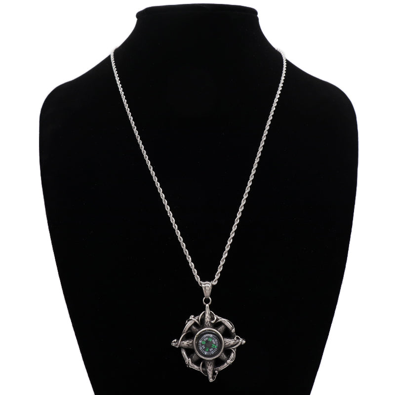 Wholesale Manufacture Custom China Factory Compass Pendant Jewelry Men Women No Tarnish Stainless Steel Compass Necklace