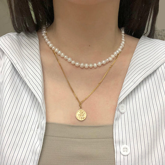 Customized Wholesale OEM Factory Handmade Women Gift Gold Plated 925 Sterling Silver 7-8mm Natural Freshwater Pearl Necklace