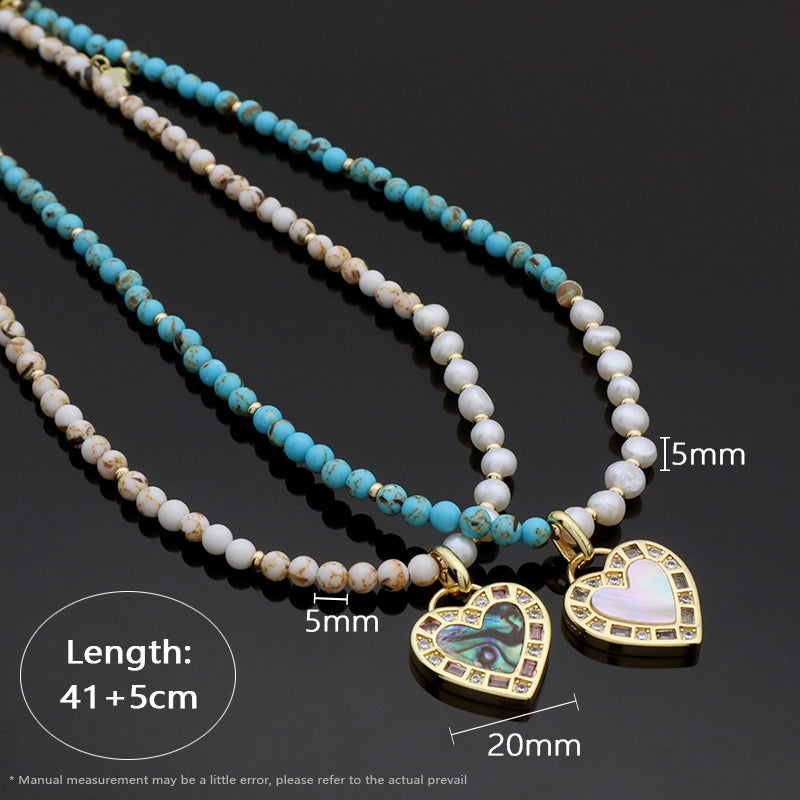 Handmade Trendy Customized Wholesale Manufacture Gold Plated Shell Pendant Natural Stone Beads Fresh Water Pearl Necklace