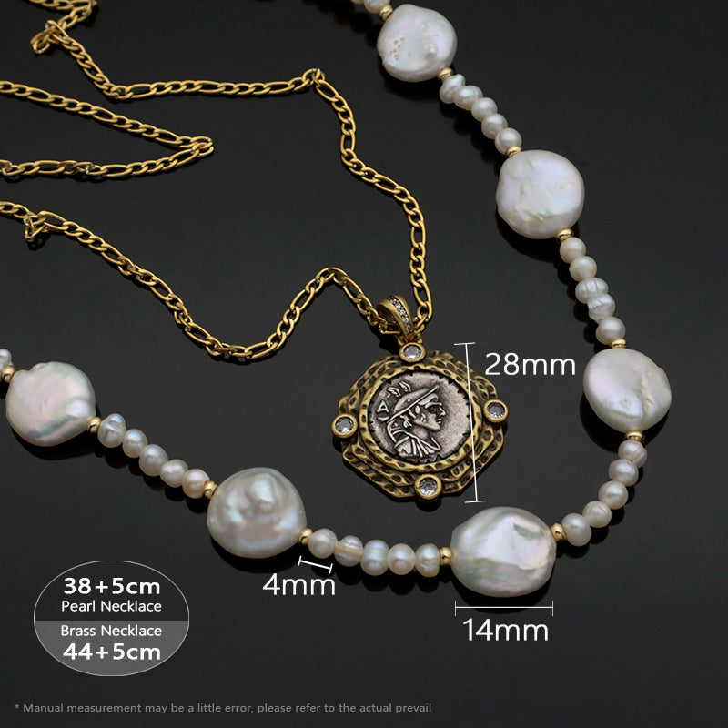 Customized Simple Design Ajustable Gold Plated Jewelry Handmade Freshwater Pearl Brass chain Choker Pendant Necklace