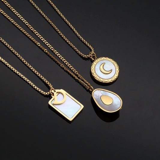 Newest Design Customized Factory Wholesale Fashion Gold Plated Chain Stainless Steel Chain Jewelry Shell Pendant Necklace