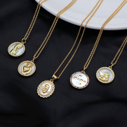 Newest Customizable Factory Fashion Wholesale CZ Shell Pendant Gold Plated Chain Jewelry Brass Chain Necklace