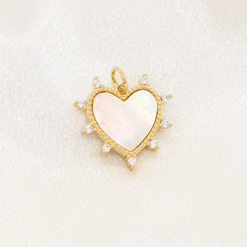 Manufacture Heart Shape Charm Pendant Jewelry DIY Various Color Custom CZ Gold Plated Natural Stone Heart Pendant For Necklace