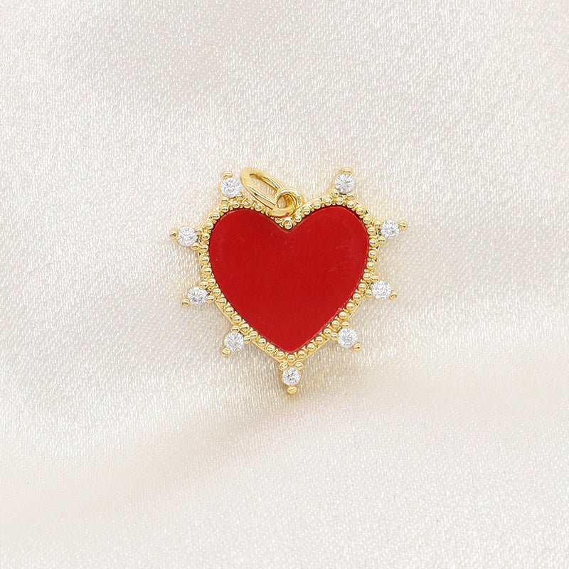 Manufacture Heart Shape Charm Pendant Jewelry DIY Various Color Custom CZ Gold Plated Natural Stone Heart Pendant For Necklace