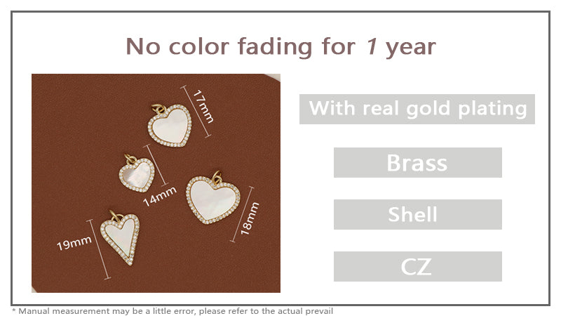 New Bulk Sale Custom DIY Heart Charm Pendant Accessories Jewelry CZ Gold Plated Heart Shape Natural Shell Pendant For Necklace