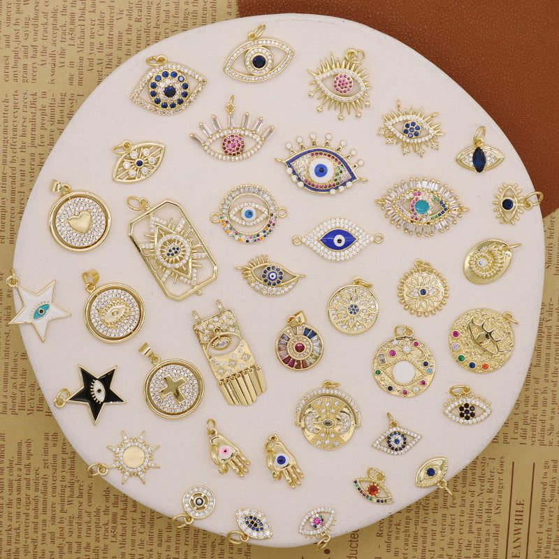 Newest Wholesale Custom Women Black White Star Eye Charm Jewelry Gold Plated Enamel Turkish Evil Eyes Star Pendant For Necklace