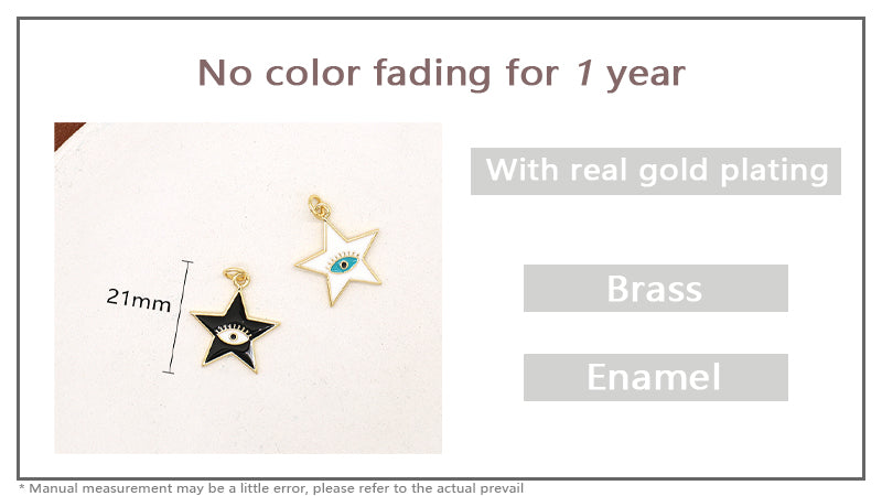 Newest Wholesale Custom Women Black White Star Eye Charm Jewelry Gold Plated Enamel Turkish Evil Eyes Star Pendant For Necklace