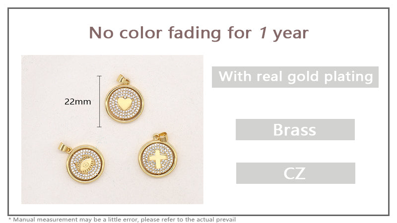 Factory Wholesale Custom Cross Charm Pendant Jewelry Micro Pave CZ Gold Plated Heart Evil Eyes Cross Necklace Pendant For Women