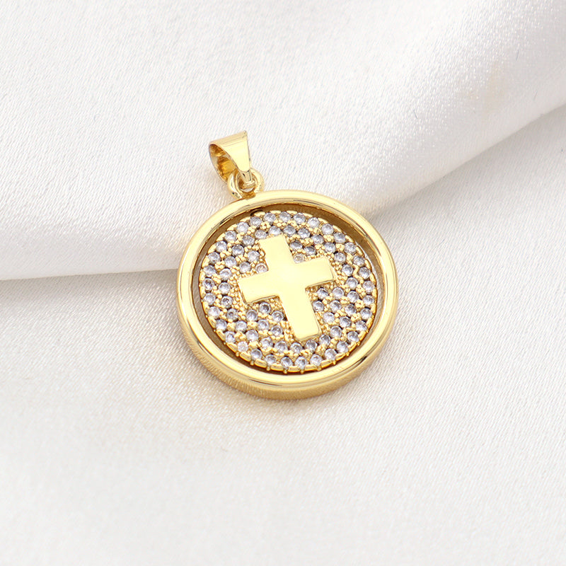 Factory Wholesale Custom Cross Charm Pendant Jewelry Micro Pave CZ Gold Plated Heart Evil Eyes Cross Necklace Pendant For Women