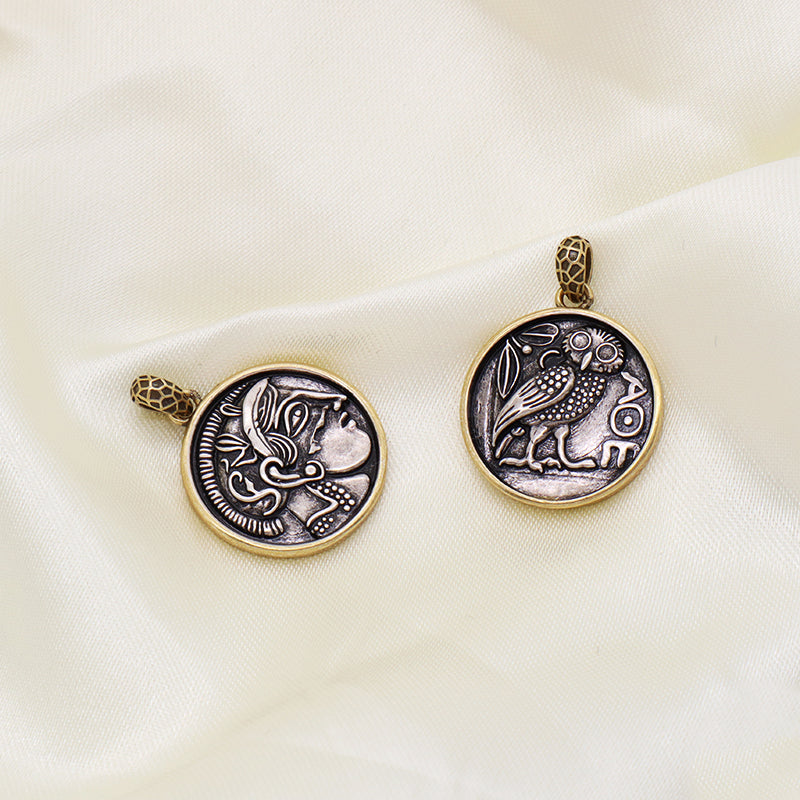 Wholesale Custom Women Men Round Necklace Charm Jewelry Gold Plated Vintage Owl Head Sculpture Pendant For Jewelry Making