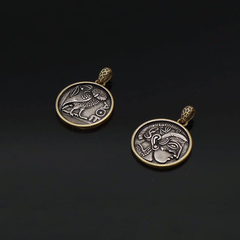 Wholesale Custom Women Men Round Necklace Charm Jewelry Gold Plated Vintage Owl Head Sculpture Pendant For Jewelry Making