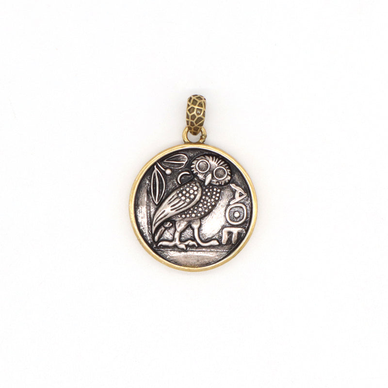 Wholesale Custom Women Men Round Necklace Charm Jewelry Gold Plated Vintage Owl Head Sculpture Pendant For Jewelry Making