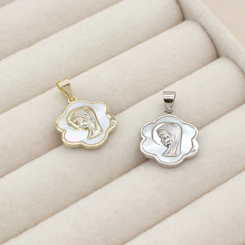 Custom Wholesale Manufacture Shell China Factory Gold Plated Charm Jewelry  CZ 925 Sterling Silver Natural Shell Pendant For Necklace Making