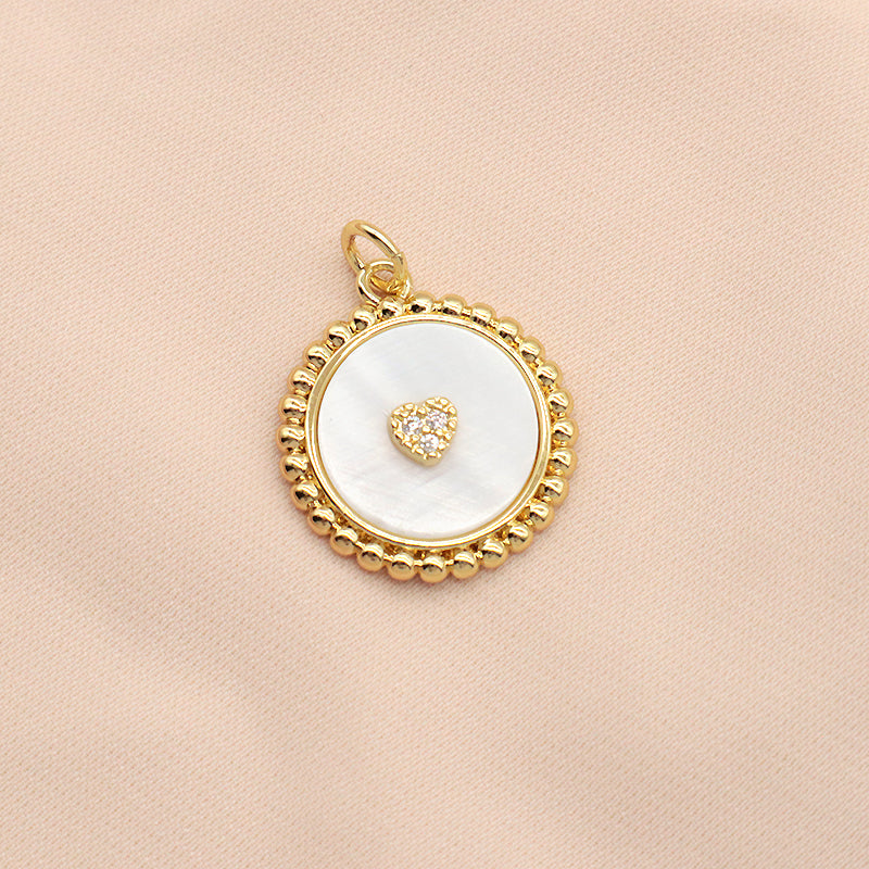 Factory Wholesale Custom Fashionable Charm Necklace Pendant Gold Plated Round Star Heart Butterfly Shell Pendant For Jewelry