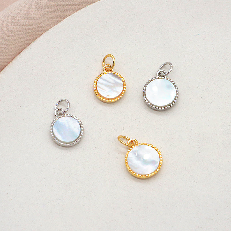 Wholesale Various Newest Custom Jewelry Shell Charm Pendant Jewelry Gold Plated Natural Round Shell Pendant For Jewelry Accessories
