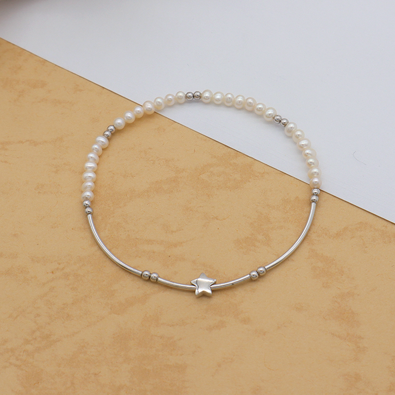 2021 trendy bracelet High quality natural fresh water pearl 925 sterling silver bracelets beaded bracelet