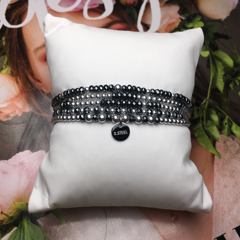 OEM CUSTOM HANDMADE Beaded jewelry bracelet necklace grey green coffee steel charms small natural stone bracelets bangles