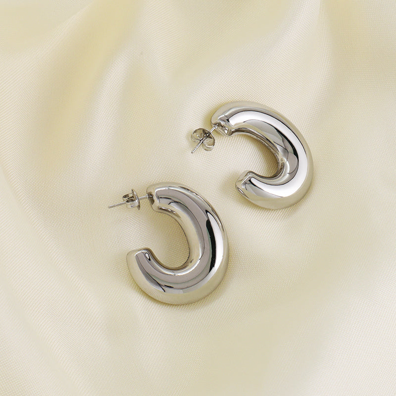 Wholesale Manufacture China Factory Custom Fashion Earrings Jewelry No Tarnish Stainless Steel Hoop Earrings For Women Gift