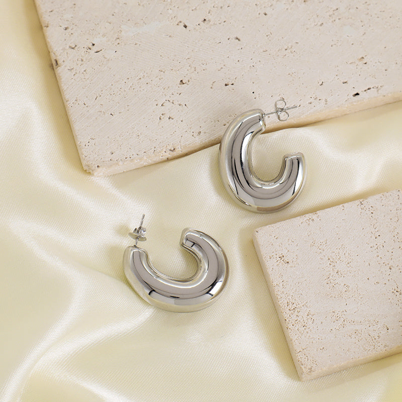 Wholesale Manufacture China Factory Custom Fashion Earrings Jewelry No Tarnish Stainless Steel Hoop Earrings For Women Gift