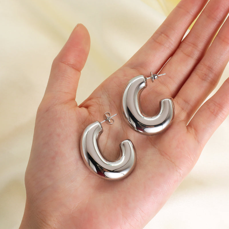 Wholesale Manufacture China Factory Custom Fashion Earrings Jewelry No Tarnish Stainless Steel Hoop Earrings For Women Gift