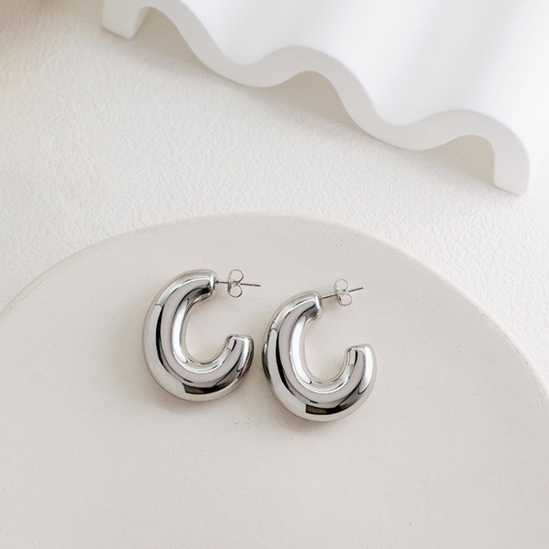 Wholesale Manufacture China Factory Custom Fashion Earrings Jewelry No Tarnish Stainless Steel Hoop Earrings For Women Gift