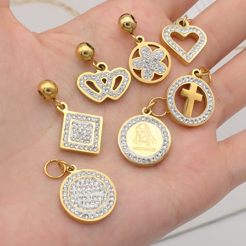 2023 New jewelry necklace evil eyes pendant charms DIY gold plated stainless steel charms bulk for jewelry makingPopular