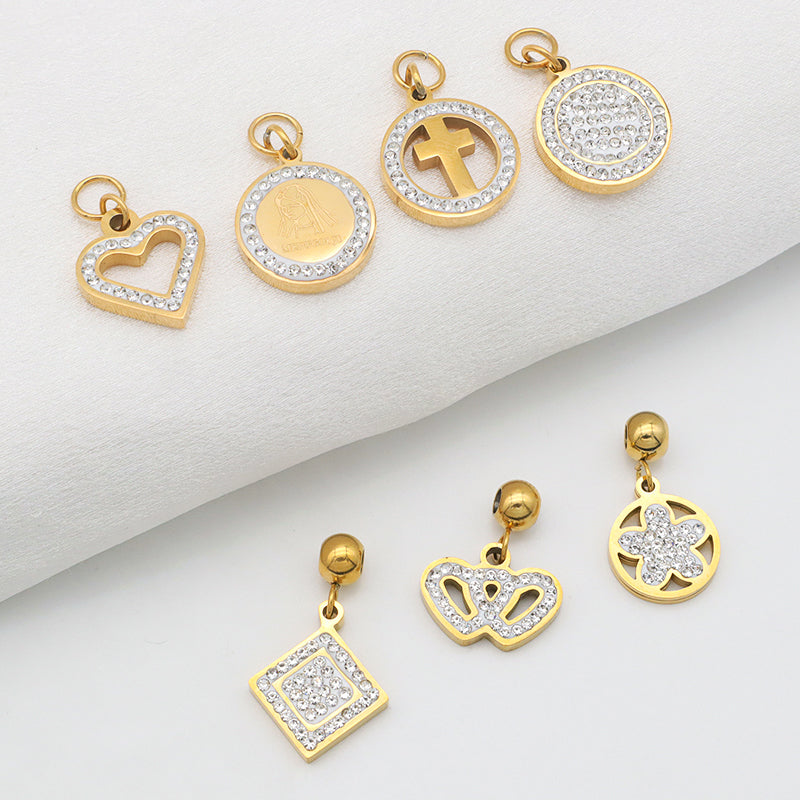 2023 New jewelry necklace evil eyes pendant charms DIY gold plated stainless steel charms bulk for jewelry makingPopular