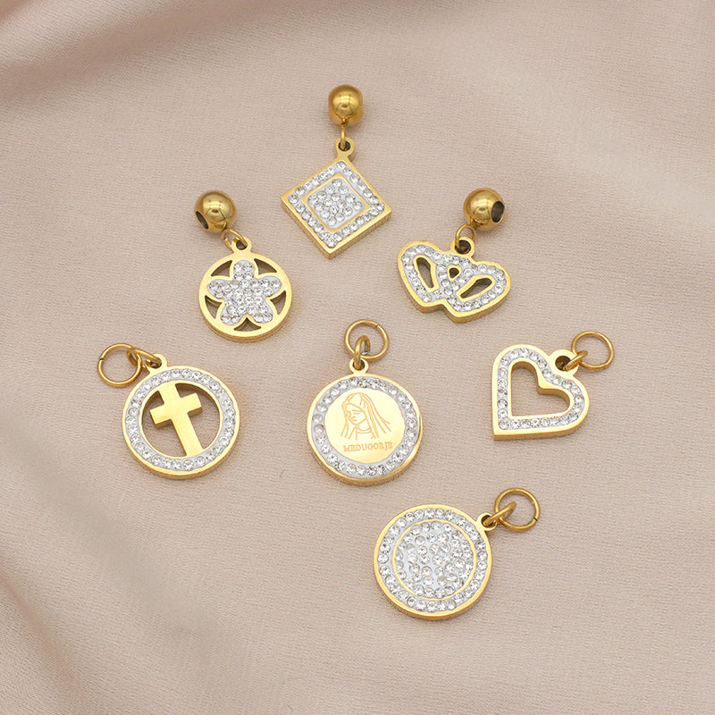 2023 New jewelry necklace evil eyes pendant charms DIY gold plated stainless steel charms bulk for jewelry makingPopular