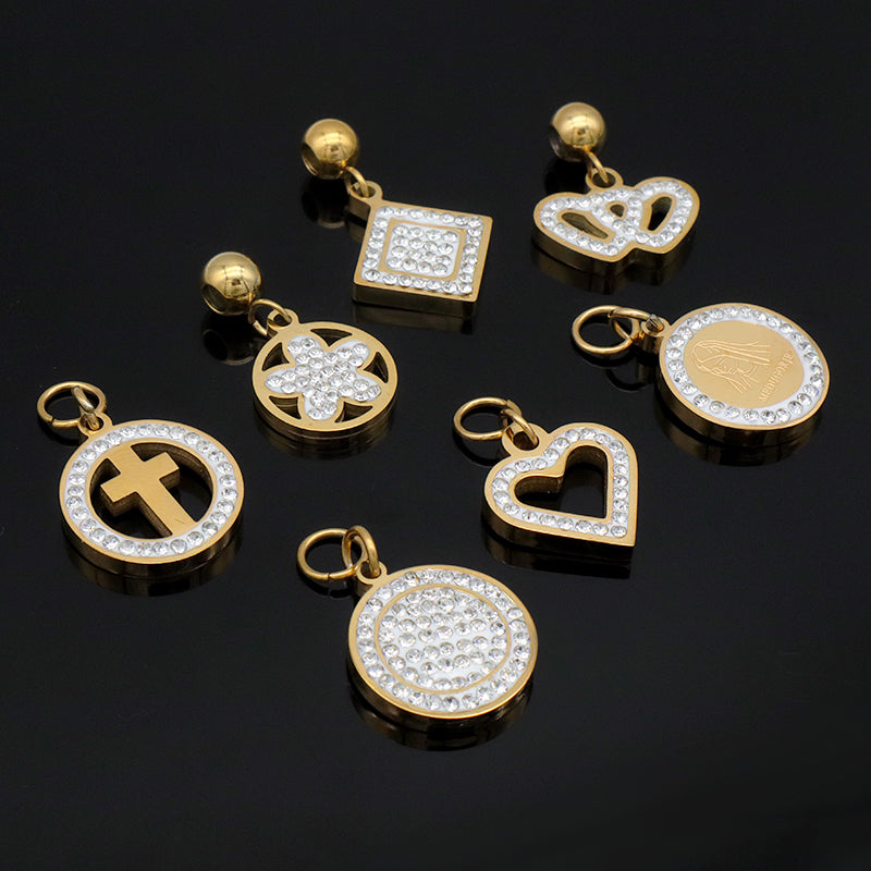 2023 New jewelry necklace evil eyes pendant charms DIY gold plated stainless steel charms bulk for jewelry makingPopular
