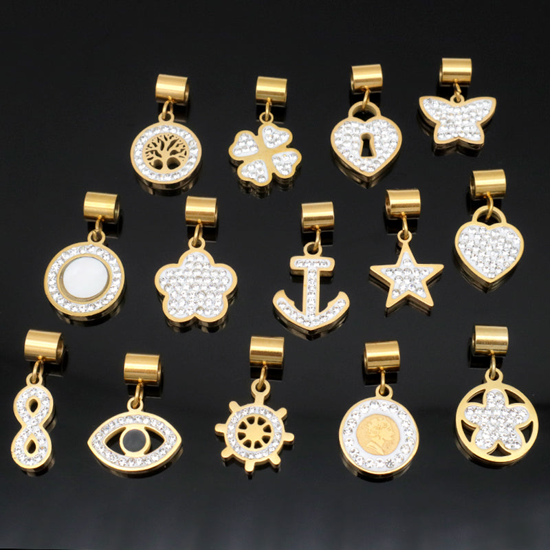 2023 Wholesale Custom New trendy jewelry pendants 18K gold plated stainless steel charms