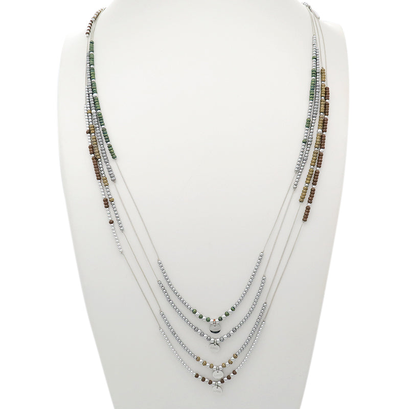 OEM CUSTOM HANDMADE Beaded jewelry bracelet necklace grey green coffee steel charms small natural stone bracelets bangles