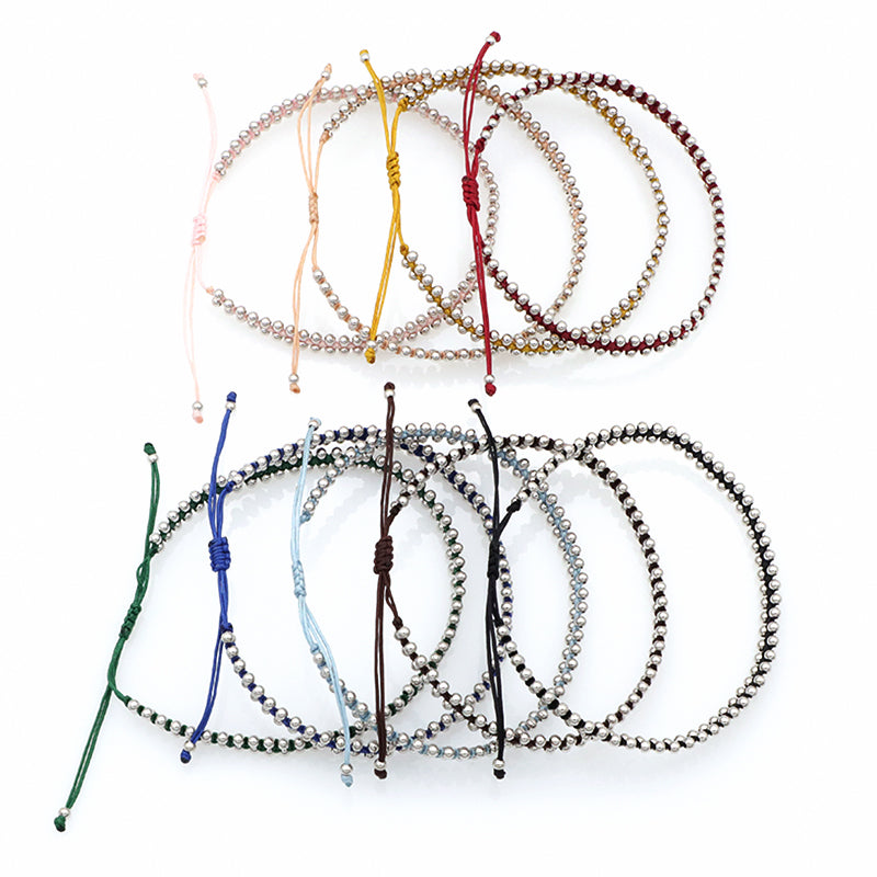 Custom 2022 new wholesale fashion design 925 sterling silver beads cotton wire lace double layer woven handmade bracelet