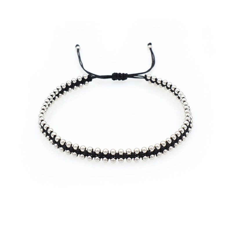 Custom 2022 new wholesale fashion design 925 sterling silver beads cotton wire lace double layer woven handmade bracelet