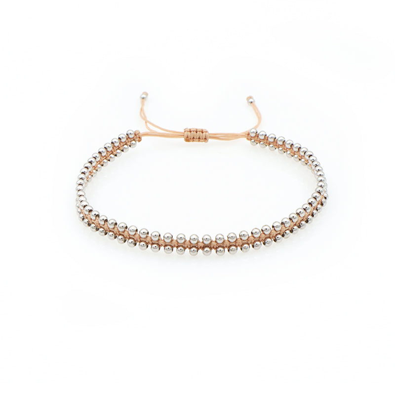 Custom 2022 new wholesale fashion design 925 sterling silver beads cotton wire lace double layer woven handmade bracelet