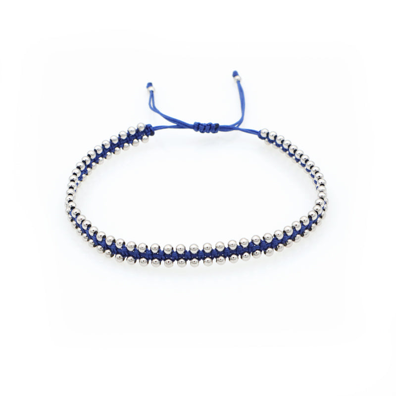 Custom 2022 new wholesale fashion design 925 sterling silver beads cotton wire lace double layer woven handmade bracelet