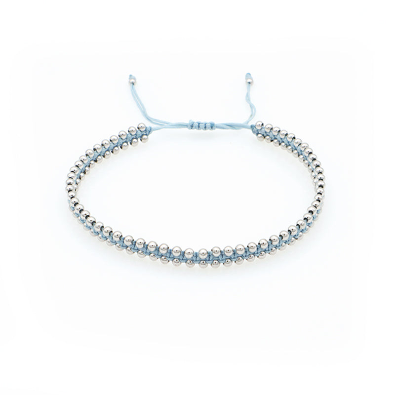 Custom 2022 new wholesale fashion design 925 sterling silver beads cotton wire lace double layer woven handmade bracelet