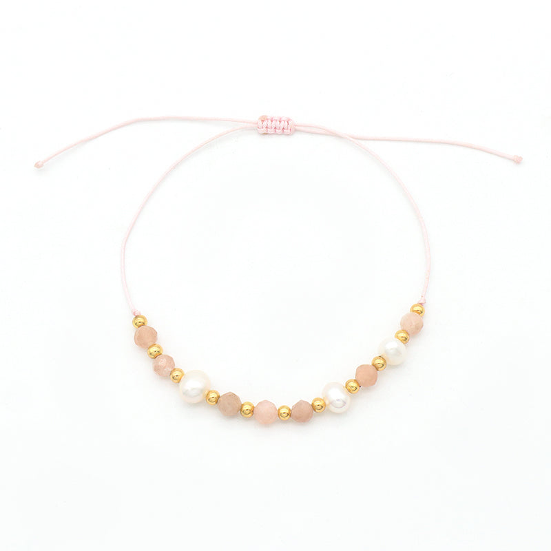 2022 fashion 925 sterling silver beads mix natural stone fresh water pearl Bracelet adjustable String beads bracelet