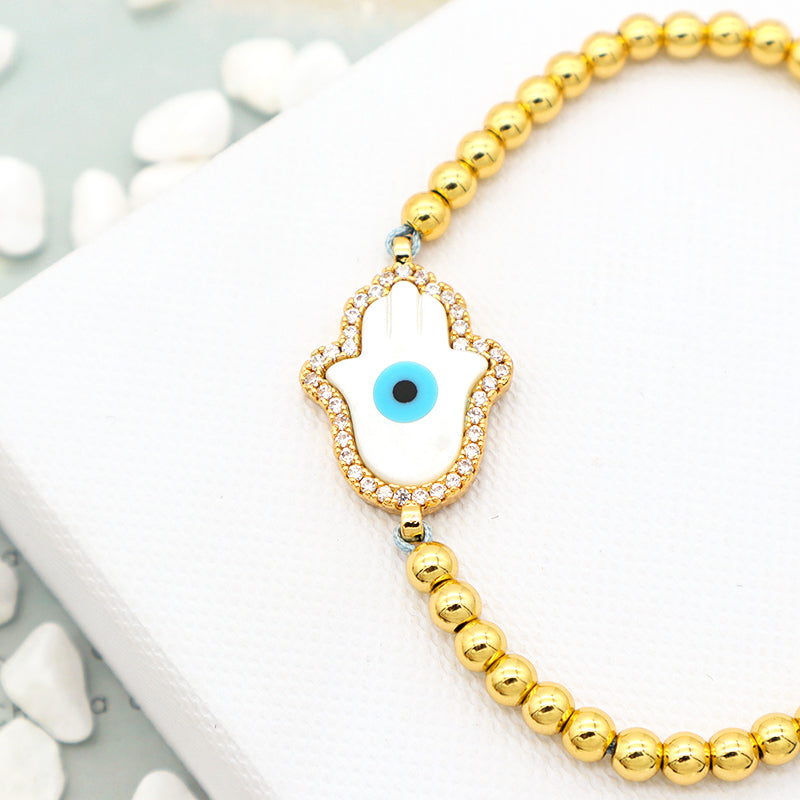 2023 trendy women jewelry evils eye charm bracelet bangle 18k gold plated beaded turkish evils eye jewelry