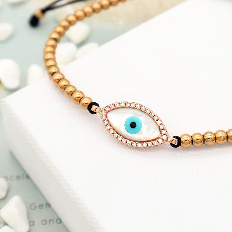 2023 trendy women jewelry evils eye charm bracelet bangle 18k gold plated beaded turkish evils eye jewelry