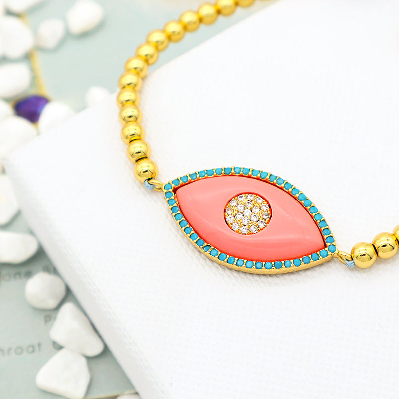 2023 trendy women jewelry evils eye charm bracelet bangle 18k gold plated beaded turkish evils eye jewelry