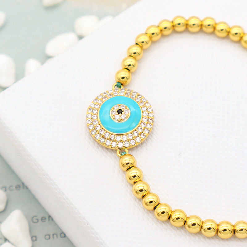 2023 trendy women jewelry evils eye charm bracelet bangle 18k gold plated beaded turkish evils eye jewelry