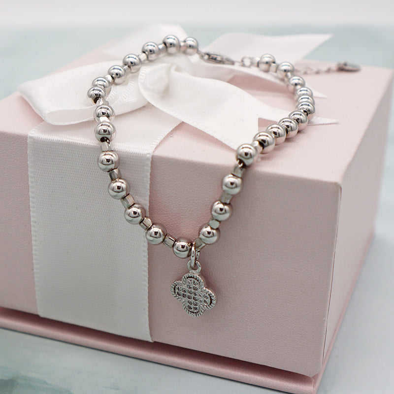 2022 China Factory Manufacture Wholesale OEM Custom beads flower CZ 925 sterling silver bracelet