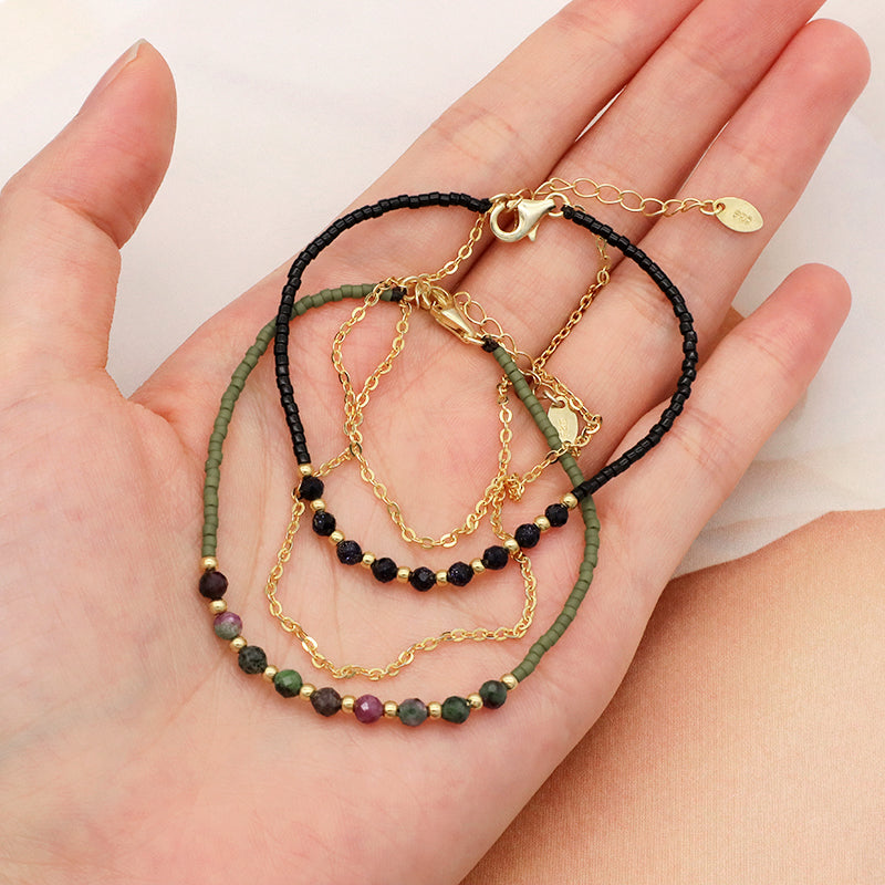 2022 OEM Manufacture Spring 925 Sterling Silver Miyuki Natural stone Handmade Beaded Bracelet