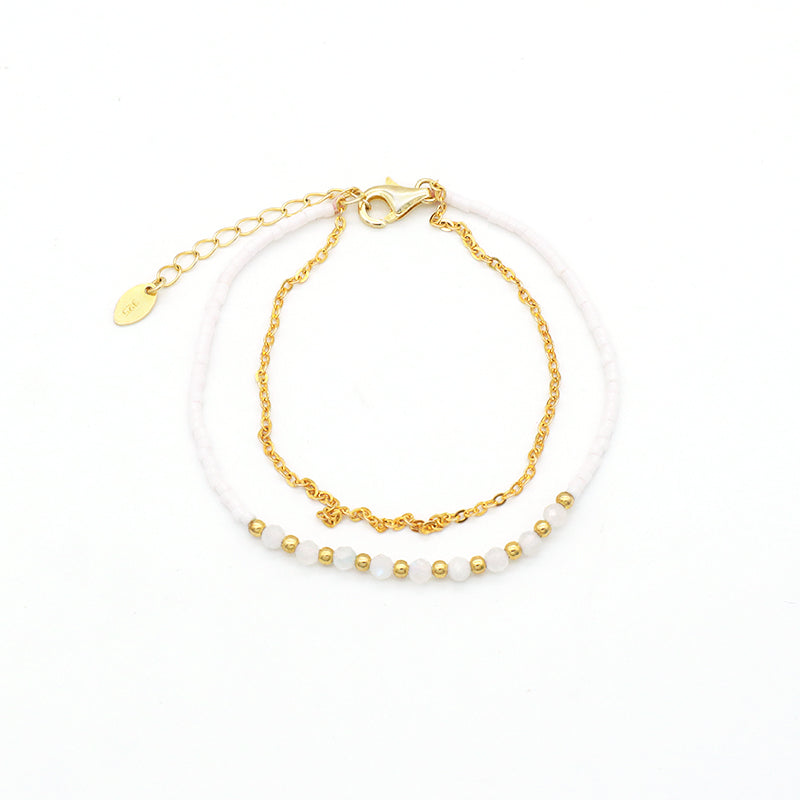 2022 OEM Manufacture Spring 925 Sterling Silver Miyuki Natural stone Handmade Beaded Bracelet