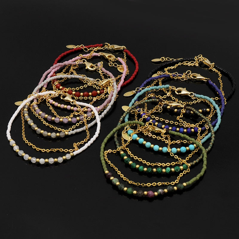 2022 OEM Manufacture Spring 925 Sterling Silver Miyuki Natural stone Handmade Beaded Bracelet
