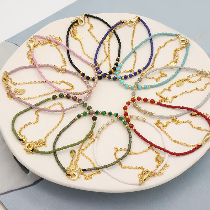 2022 OEM Manufacture Spring 925 Sterling Silver Miyuki Natural stone Handmade Beaded Bracelet