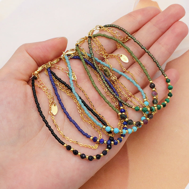 2022 OEM Manufacture Spring 925 Sterling Silver Miyuki Natural stone Handmade Beaded Bracelet